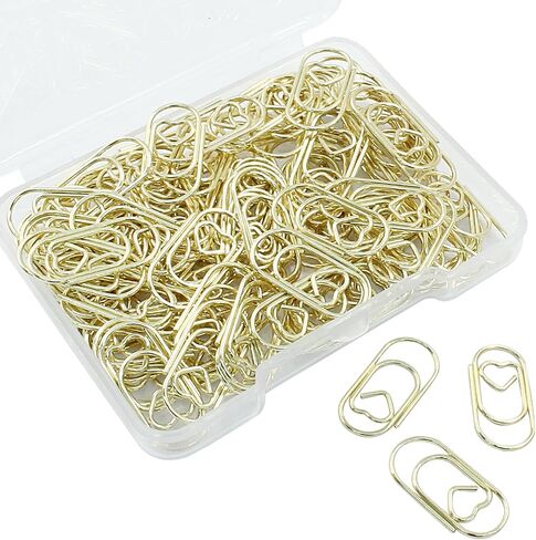 Hitefu 100 Pcs Mini Heart Shaped Clips, 2 cm Cute Paper Clips, Tiny Paper Clips for Decoration, Organization, Document, Office (Rose Gold) in Saudi Arabia