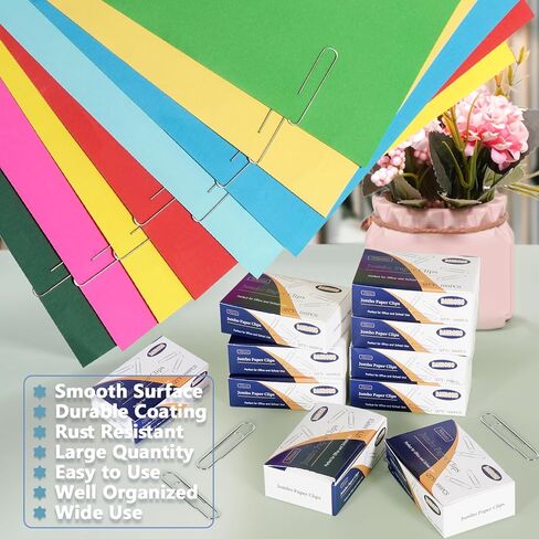 Nonskid Jumbo Paper Clips, 1000 PCS (2 Inch) Large Paperclips Silver Clips for Paperwork Ideal for Home, School and Office Use (Silver, 2 in) in Kuwait