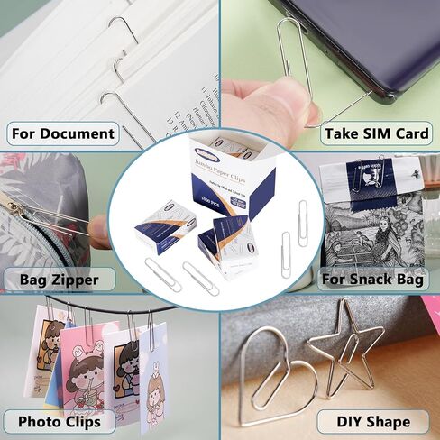 Nonskid Jumbo Paper Clips, 1000 PCS (2 Inch) Large Paperclips Silver Clips for Paperwork Ideal for Home, School and Office Use (Silver, 2 in) in Kuwait