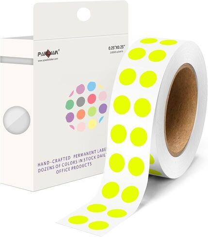 PARLAIM 1/4 inch Fluorescent Yellow Dot Stickers, 1000pcs Colored Sticker for Color Coding Label in Saudi Arabia