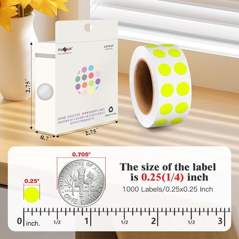 PARLAIM 1/4 inch Fluorescent Yellow Dot Stickers, 1000pcs Colored Sticker for Color Coding Label in Saudi Arabia