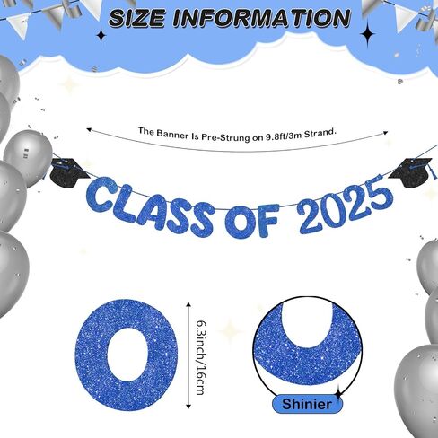 Fulmoon Congrats Grad Class of 2025 Banner Congrats Banner for Graduation Party Decorations Graduation Party Banner Congrats Grad Decor for College High School Graduation Party (Navy Blue) in Kuwait