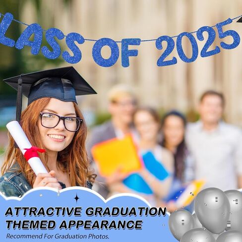 Fulmoon Congrats Grad Class of 2025 Banner Congrats Banner for Graduation Party Decorations Graduation Party Banner Congrats Grad Decor for College High School Graduation Party (Navy Blue) in Kuwait