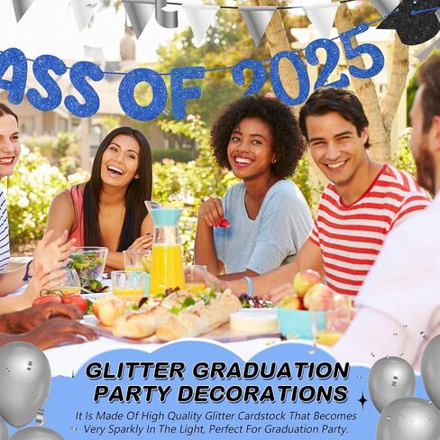 Fulmoon Congrats Grad Class of 2025 Banner Congrats Banner for Graduation Party Decorations Graduation Party Banner Congrats Grad Decor for College High School Graduation Party (Navy Blue) in Kuwait