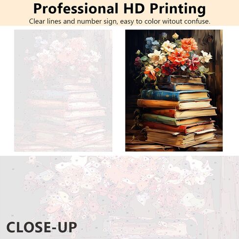 DIY Paint by Numbers for Adults Flowers, Book Paint by Numbers Kits with Paintbrushes and Acrylic Pigment 16X20 Inch Frameless Canvas Wall Decor Oil Painting for Friends Family in Kuwait