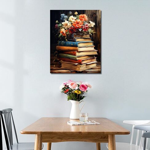 DIY Paint by Numbers for Adults Flowers, Book Paint by Numbers Kits with Paintbrushes and Acrylic Pigment 16X20 Inch Frameless Canvas Wall Decor Oil Painting for Friends Family in Kuwait