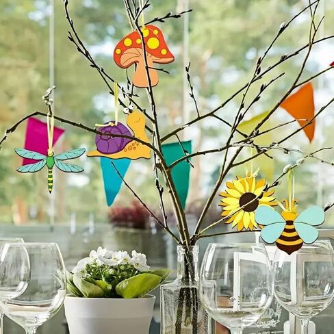 ShaoAngDuoMi 36PCS DIY Wooden Painting Crafts Set, Blank Coloring Wooden Stencils of Plants and Insects, Party Favors, Painting Activity, Birthday Gift, Parent-Child Family Art Creation in Saudi Arabia
