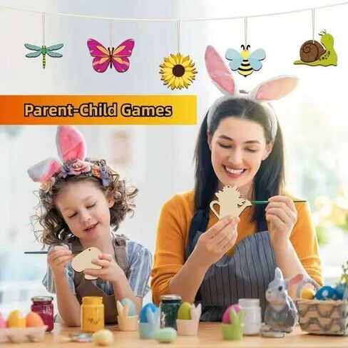 ShaoAngDuoMi 36PCS DIY Wooden Painting Crafts Set, Blank Coloring Wooden Stencils of Plants and Insects, Party Favors, Painting Activity, Birthday Gift, Parent-Child Family Art Creation in Saudi Arabia