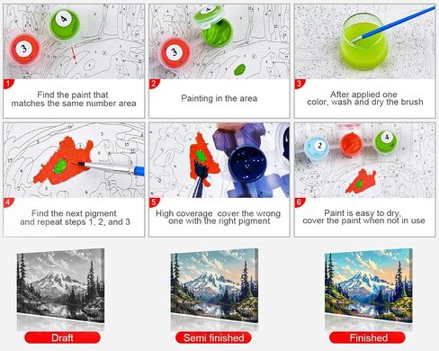 DIY Paint by Numbers for Adults Flowers, Book Paint by Numbers Kits with Paintbrushes and Acrylic Pigment 16X20 Inch Frameless Canvas Wall Decor Oil Painting for Friends Family in Kuwait