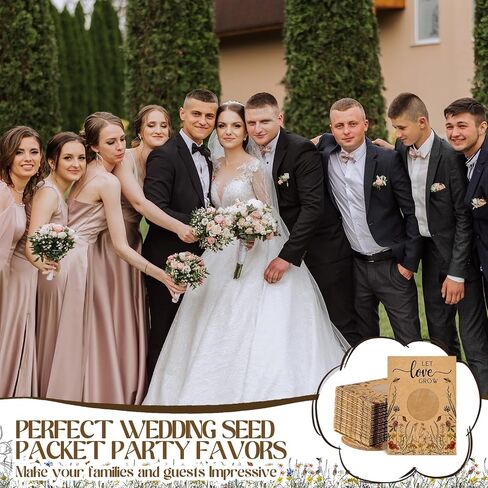 FUMETE 50 PCS LET LOWN GROW SEED Packets Cool Wedding Feavors للضيوف Kraft Envelope Kraft Bag مع نافذة حزم تخزين البذور قابلة للاستمتاع بحفل الزفاف. in Saudi Arabia