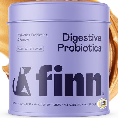 Finn Digestive Probiotics for Dogs - Complete Digestive System Support with Pumpkin, Prebiotics, & Live Probiotics - Vet Recommended & Made in The USA - 90 Soft Chews in Kuwait
