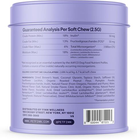 Finn Digestive Probiotics for Dogs - Complete Digestive System Support with Pumpkin, Prebiotics, & Live Probiotics - Vet Recommended & Made in The USA - 90 Soft Chews in Kuwait