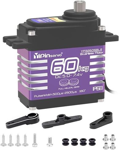 Digital Servo Motor, 60KG High Torque, 5.0-7.4V Brushless, Metal Gear with Servo Arms (180 Degree) in Saudi Arabia