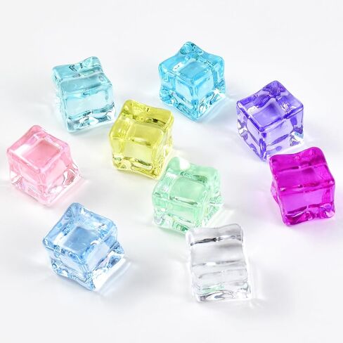 100 Pcs Fake Ice Cube 0.7'' Acrylic Ice Cube, Reusable Ice Cubes Vase Fillers for Centerpieces (White) in Kuwait