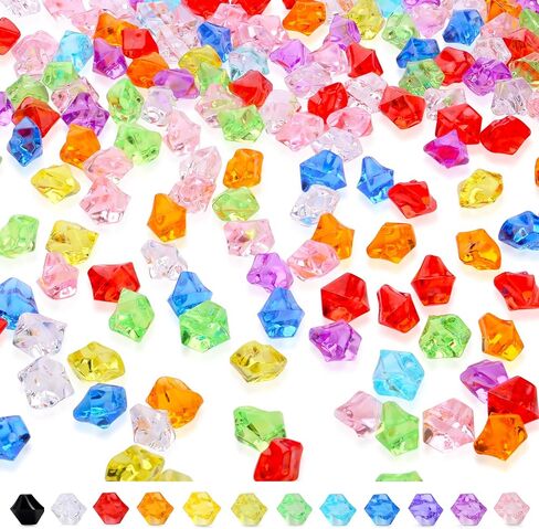 yatojuzi 500pcs مكعبات ثلج مزيفة من الأحجار الكريمية الأحجار الكريمة للأحجار الكريمة متعددة الألوان الحشو المدمرة بلورات الماس البلاستيكي لحزب DIY مركبة مركبة مبعثرة عرض 0.5 "(لون عشوائي) in Kuwait