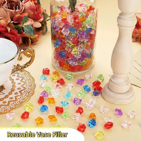 yatojuzi 500pcs مكعبات ثلج مزيفة من الأحجار الكريمية الأحجار الكريمة للأحجار الكريمة متعددة الألوان الحشو المدمرة بلورات الماس البلاستيكي لحزب DIY مركبة مركبة مبعثرة عرض 0.5 "(لون عشوائي) in Kuwait