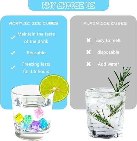 100 Pcs Fake Ice Cube 0.7'' Acrylic Ice Cube, Reusable Ice Cubes Vase Fillers for Centerpieces (White) in Kuwait
