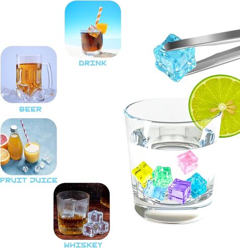 100 Pcs Fake Ice Cube 0.7'' Acrylic Ice Cube, Reusable Ice Cubes Vase Fillers for Centerpieces (White) in Kuwait