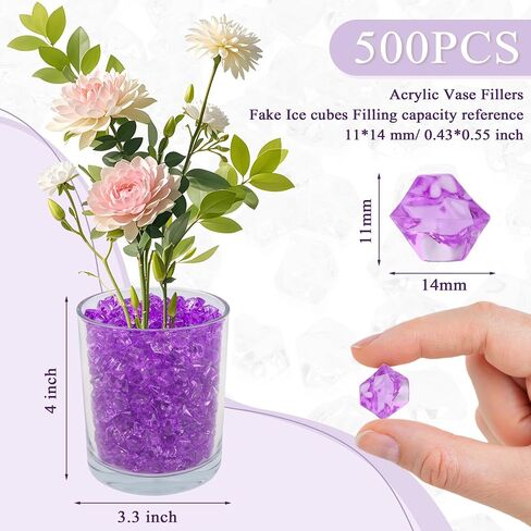 yatojuzi 500pcs مكعبات ثلج مزيفة من الأحجار الكريمية الأحجار الكريمة للأحجار الكريمة متعددة الألوان الحشو المدمرة بلورات الماس البلاستيكي لحزب DIY مركبة مركبة مبعثرة عرض 0.5 "(لون عشوائي) in Kuwait