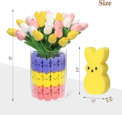 Easter Decorations - Artificial Tulips and Bunny Easter Vase Filler Set, Easter Centerpieces for Tables, Spring Centerpiece for Home and Holiday Celebrations in Kuwait