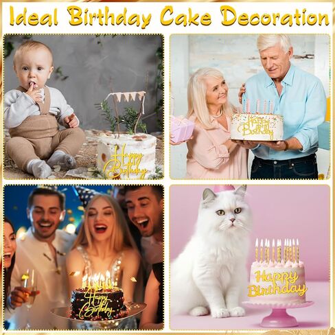Barydat 50 Pcs Happy Birthday Cake Toppers Bulk Mirror Acrylic Cupcake Topper Cupcake Decorations Happy Birthday Sign for Cake Side Inserts Decor Party Supplies 10 Style (Silver) in Saudi Arabia