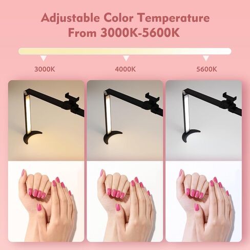 مصباح أظافر قابل للطي مطور للمكتب ، ضوء تقنية الأظافر الكبيرة مع حامل الهاتف ، نصف قمر LED LID 3 أوضاع 3000K-5600K للأظافر ، ملحقات الرموش ، المكياج ، الوشم ، سبا (أسود) in Kuwait