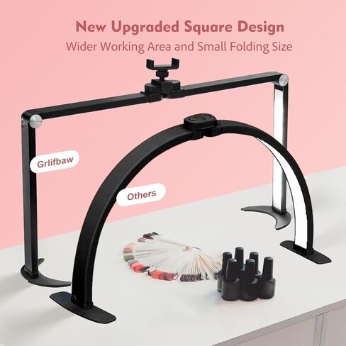 مصباح أظافر قابل للطي مطور للمكتب ، ضوء تقنية الأظافر الكبيرة مع حامل الهاتف ، نصف قمر LED LID 3 أوضاع 3000K-5600K للأظافر ، ملحقات الرموش ، المكياج ، الوشم ، سبا (أسود) in Kuwait