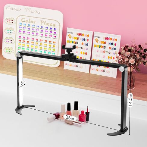 مصباح أظافر قابل للطي مطور للمكتب ، ضوء تقنية الأظافر الكبيرة مع حامل الهاتف ، نصف قمر LED LID 3 أوضاع 3000K-5600K للأظافر ، ملحقات الرموش ، المكياج ، الوشم ، سبا (أسود) in Kuwait