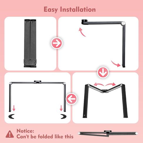 مصباح أظافر قابل للطي مطور للمكتب ، ضوء تقنية الأظافر الكبيرة مع حامل الهاتف ، نصف قمر LED LID 3 أوضاع 3000K-5600K للأظافر ، ملحقات الرموش ، المكياج ، الوشم ، سبا (أسود) in Kuwait