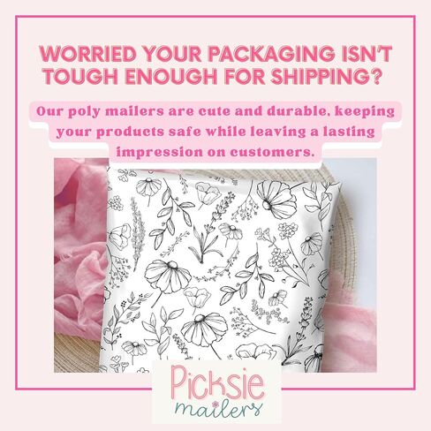 Picksie Mailers - Poly-mailers, 10x13 Shipping Bags for Small Business, 100 Pack Polymailer Packaging Bags, Mailing Poly Bags, Poly Mailers, Boutique Shipping Envelopes Package Bags - Pretty Patchwork in Saudi Arabia
