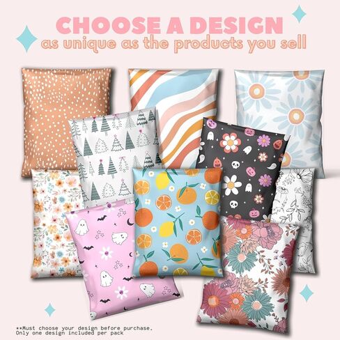 Picksie Mailers - Poly-mailers, 10x13 Shipping Bags for Small Business, 100 Pack Polymailer Packaging Bags, Mailing Poly Bags, Poly Mailers, Boutique Shipping Envelopes Package Bags - Pretty Patchwork in Saudi Arabia