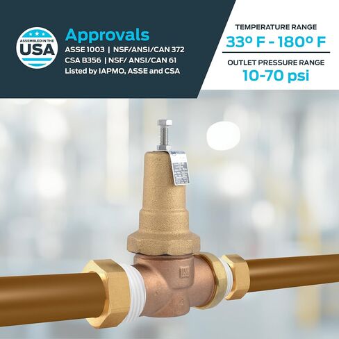 Cash Acme 1/2 Inch EB45 Single Union Pressure Regulating Valve (PRV), Metal Top, 45 PSI, 24462-0045 in Kuwait