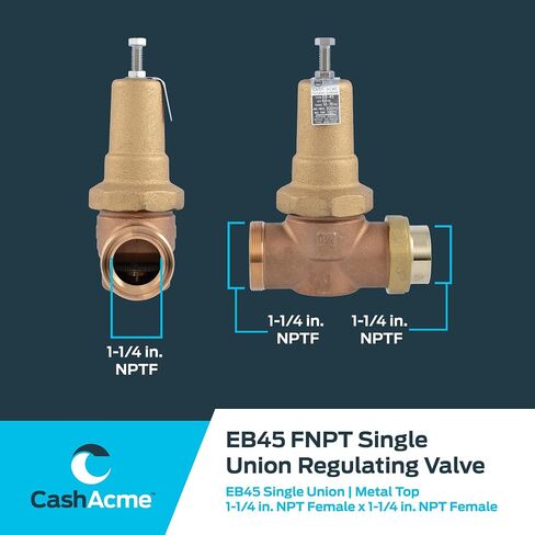 Cash Acme 1/2 Inch EB45 Single Union Pressure Regulating Valve (PRV), Metal Top, 45 PSI, 24462-0045 in Kuwait