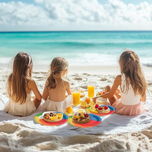 50 Pcs Party Plates, Beach Ball Paper Plates Party Supplies for Summer Beach Pool Ball, Disposable Tableware Sets, Serve for 25 Guests in Kuwait