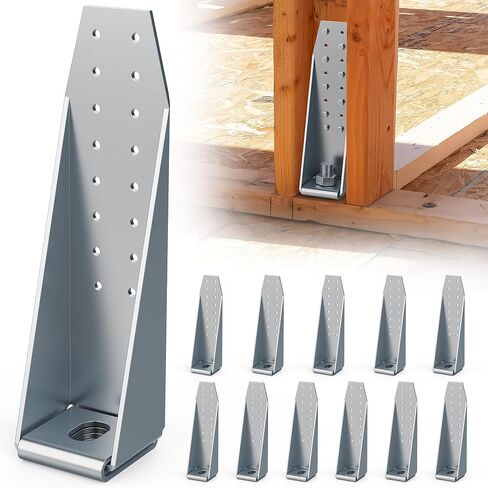 6 Pcs Steel Holdown Shearwall Attachment, Heavy Duty Tension Galvanized Deck Tie Bolted Holdown with Hot Dipped for Fixing Anchor, Thk: 3mm, Silver (6 Pcs) in Kuwait