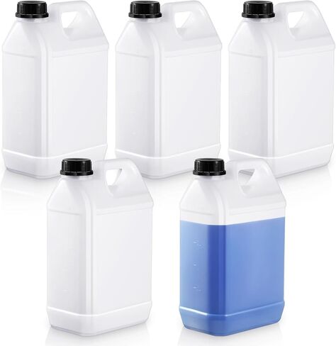 6 Pcs 1 Gallon Plastic Jug with Lids Square Empty Storage Containers Plastic Jar Containers for Water Sauces Soaps Detergents Liquids Cleaning Solutions(Black) in Kuwait