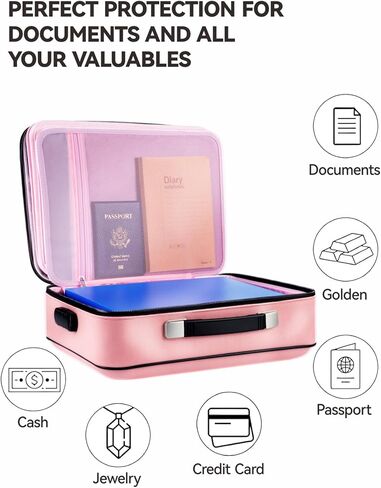 Fireproof Document Box 8 Layer File Organizer Box with Lock. Important Document with File Folder, Laptop, Portable Travel Safe in Saudi Arabia