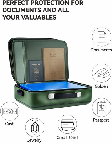 Fireproof Document Box 8 Layer File Organizer Box with Lock. Important Document with File Folder, Laptop, Portable Travel Safe in Saudi Arabia