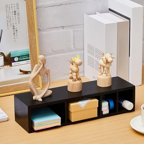 Jetec Wooden Pencil Pen Holder for Desk 6 Compartments Wood Office Desk Organizers for Countertop Adjustable Makeup Brush Organizer Silverware Caddy for Party, Home, Art Supplies(Wood Color) in Kuwait