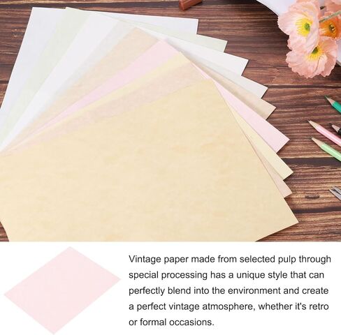 25 Sheets Parchment Paper Aged Look Stationery 200GSM Vintage Paper Sheet, [for Certificate, Invitation, Envelope] - 8.5 x 11 Inch/Pink in Kuwait
