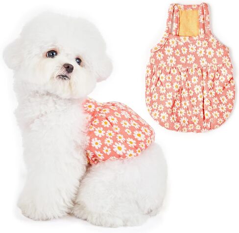 Floral Dog Tank Top - Lightweight Breathable Sleeveless Pet T-Shirt Vest, Stylish Flower Print Puppy Clothes, Soft Cotton Dog Apparel (Pink, Small) in Saudi Arabia