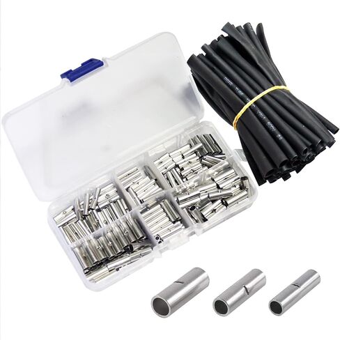 Pastall 970Pcs Wire Ferrules Kit Tinned Copper Crimp Connector Non Insulated Electrical Cable Pin Cord End Terminal Assortment Kit with 48Pcs Heat Shrink Tubing in Saudi Arabia
