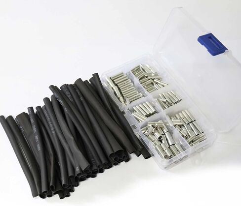 Pastall 970Pcs Wire Ferrules Kit Tinned Copper Crimp Connector Non Insulated Electrical Cable Pin Cord End Terminal Assortment Kit with 48Pcs Heat Shrink Tubing in Saudi Arabia