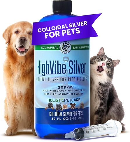 العناية الشاملة بالحيوانات الأليفة HighVibe Silver - الفضة الغروية للحيوانات الأليفة - 20 جزء في المليون 1 جالون - للكلاب والقطط والخيول وجميع الحيوانات الأليفة in Kuwait