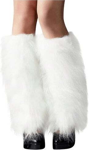 WDIRARA Women's Leopard Pattern Fuzzy Leg Warmers Fur Long Boot Cuffs Cover in Saudi Arabia
