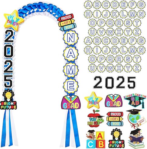 Juexica Kindergarten Graduation Ribbon Leis Class of 2025 Braided Necklace Making Kit with Alphabetic Decorative Cards Graduation Gift for Preschool Kids Grad Party in Saudi Arabia