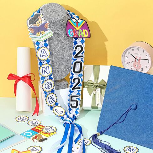 Juexica Kindergarten Graduation Ribbon Leis Class of 2025 Braided Necklace Making Kit with Alphabetic Decorative Cards Graduation Gift for Preschool Kids Grad Party in Saudi Arabia