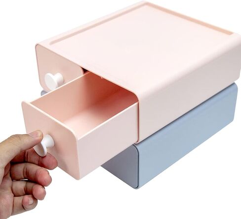 2 PCS منظم مكتب بلاستيكي قابل للتكديس ، صندوق تخزين سطح المكتب من نوع الدرج ، قرطاسية مكياج مستحضرات التجميل ، أقلام الهلام ، أقلام الرصاص ، العلامات ، الشريط ، المحو ، الدبوس الورقي ، شحنات ، MD-2012 (Beige & Green) in Kuwait