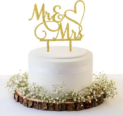 Mr and Mrs Cake Topper, Wedding Cake Toppers Bride and Groom, Wedding Cakes Decorations, Gold Acrylic Topper for Weding, Engagement, Anniversary (Silver) in Saudi Arabia