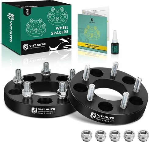 YHTAUTO 5x4.75 to 5x4.5 Wheel Adapters 1 inch Compatible with Buick, Cadillac, Chevrolet, GMC, Pontiac Tire Spacers w/ M12x1.5 & 12.9 Grade Studs, 73 mm Center Bore 5 Lug 2PCS Black Wheel Spacers in Saudi Arabia